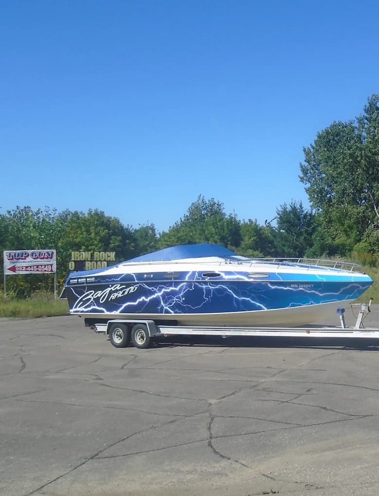 Custom Baja Racing boat cover