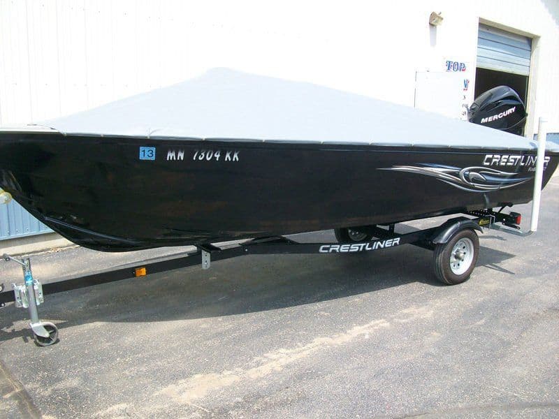 Custom Crestliner boat cover for winter protection by Top Gun Boat Covers